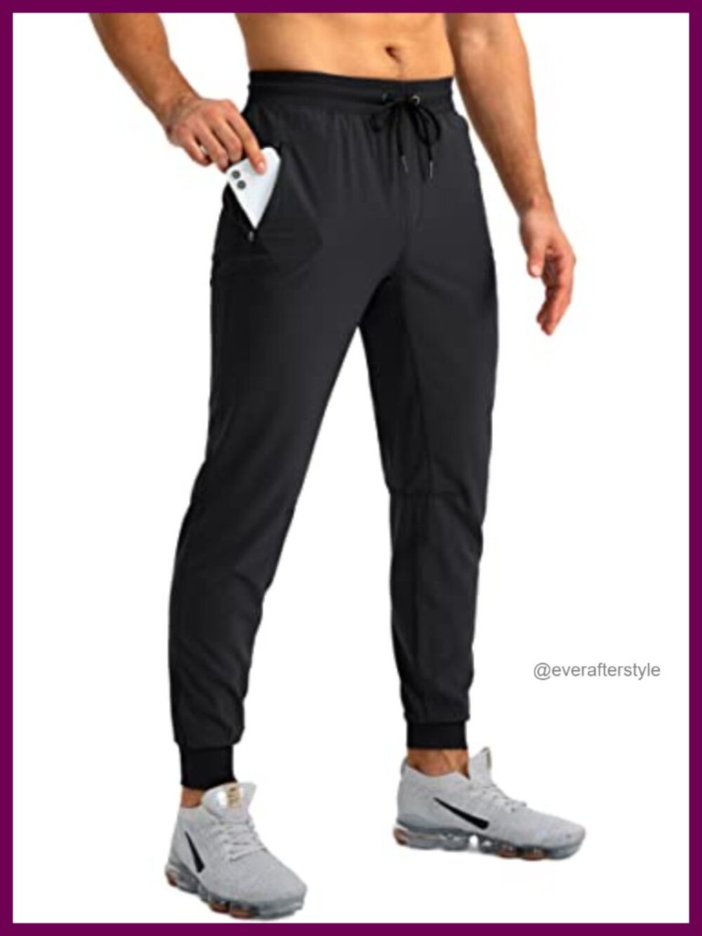 Men's Lightweight Jogger Pants Tapered Athletic Running Workout with Zipper